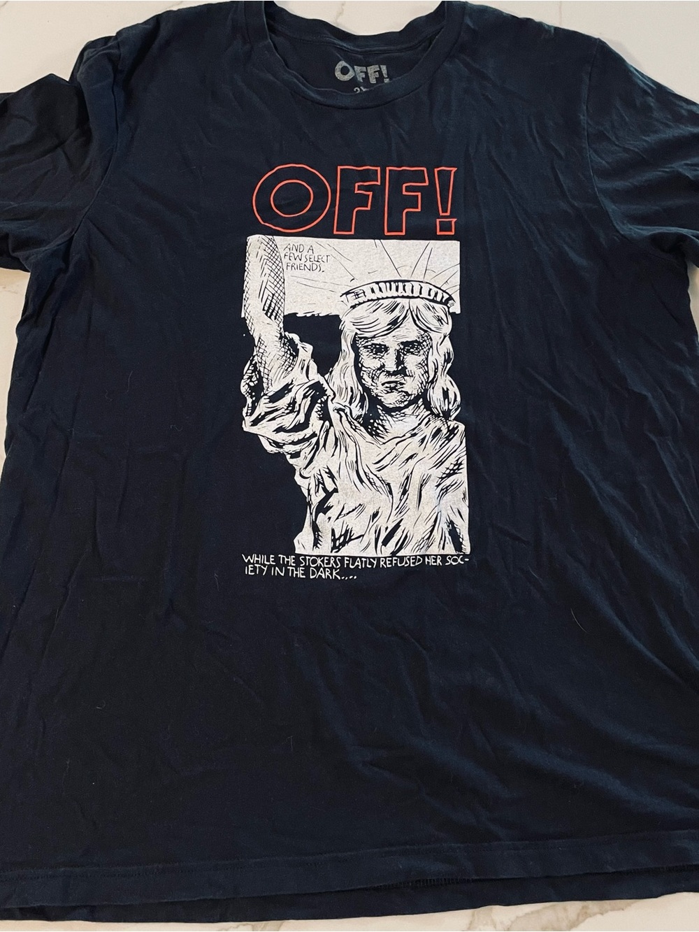OFF Band T-Shirt Statue of Liberty Punk Rock Keith Morris Black Size 2XL
